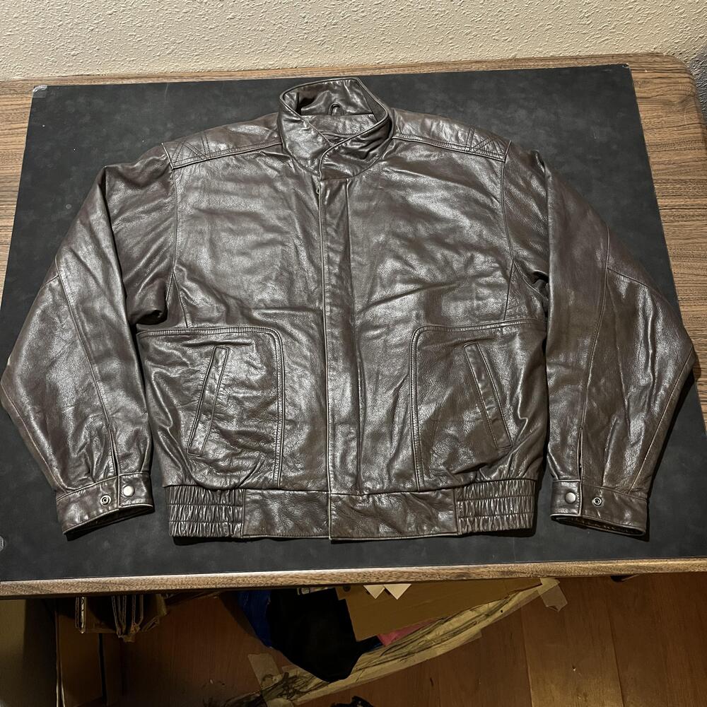 Reed Sportswear Leather Jacket Mens 42 Brown Thinsulate Bomber Insulated Coat